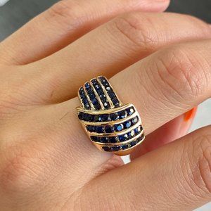 10 Karat Yellow Gold Dark Sapphire Ring